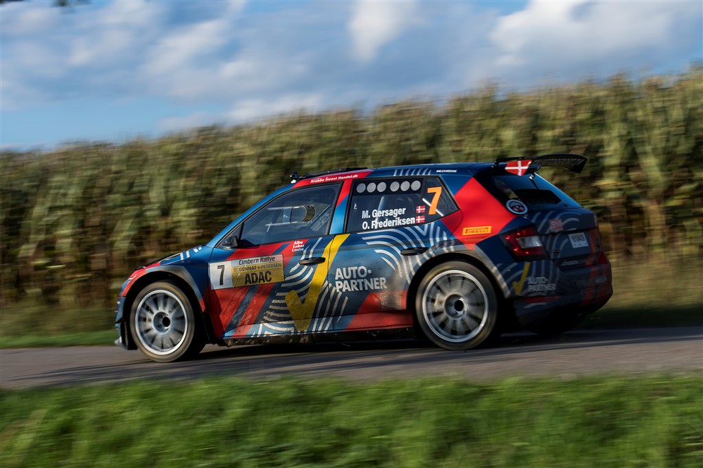 7 var startnummeret og den placering havde Marco Gersager og Ole R. Frederiksen gennem det mest af Cimbern Rally.
(Foto: Jokum Tord Larsen)